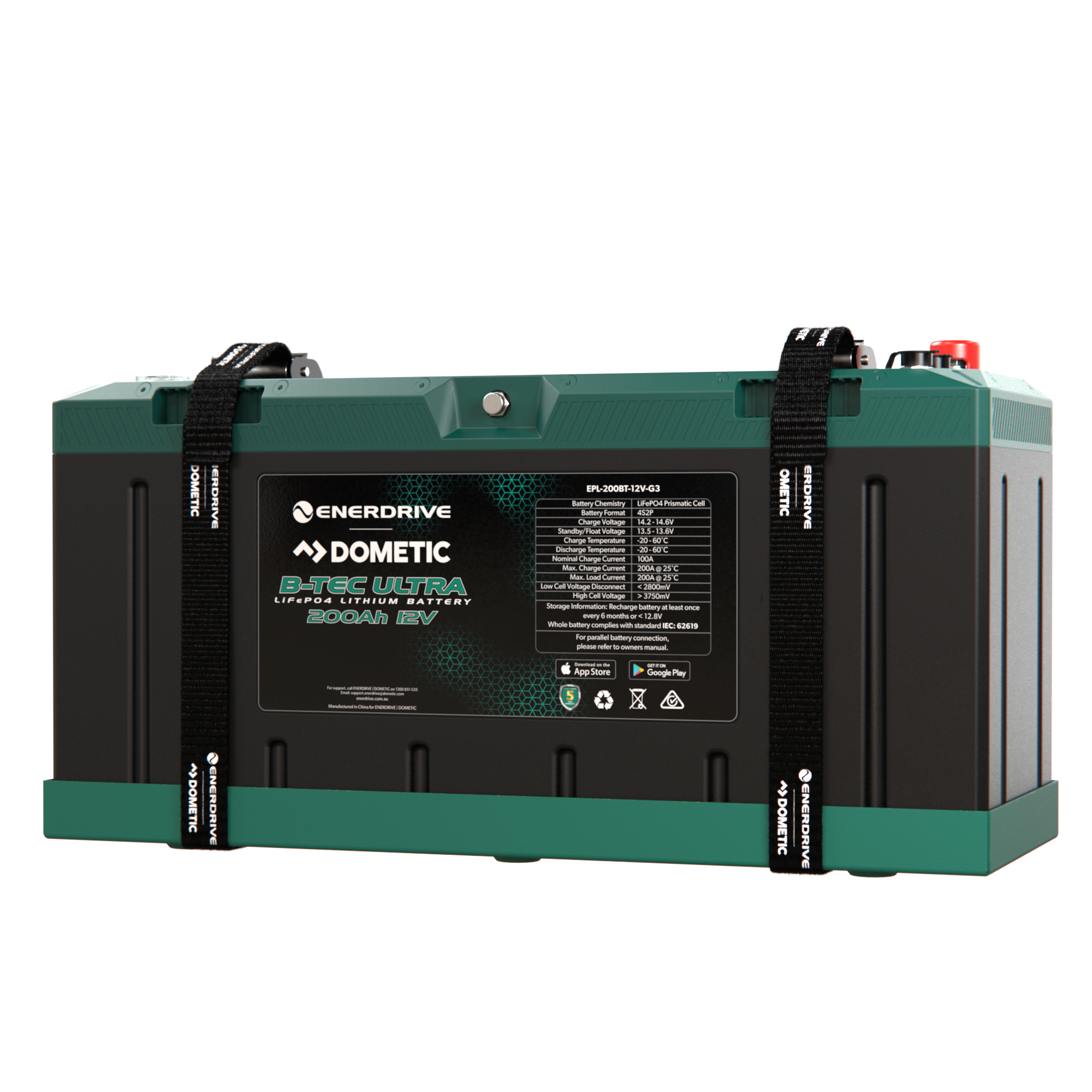 Enerdrive B-TEC ULTRA 12V 200Ah Lithium Battery IP67