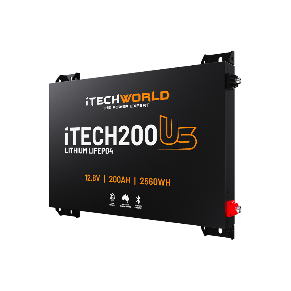 iTECH200US | Ultra Slim Deep Cycle Lithium Battery | with Bluetooth LiFePO4 200Ah