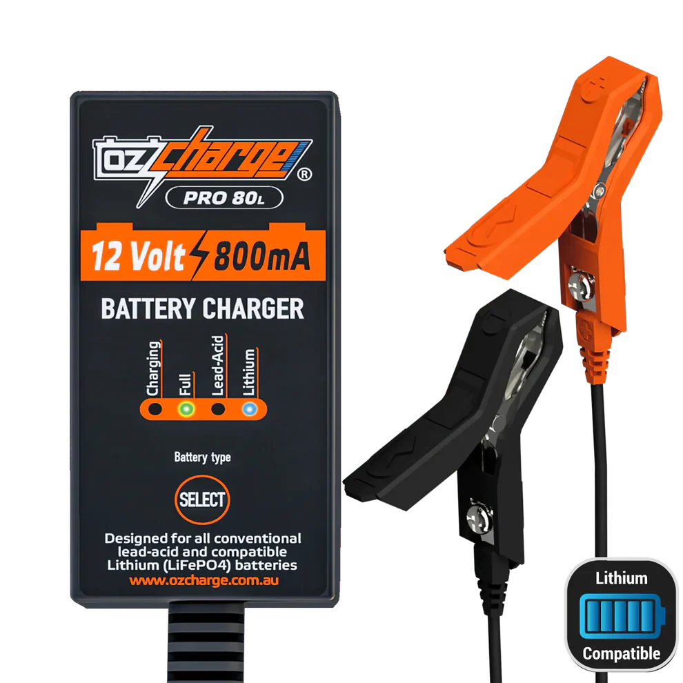 OzCharge PRO80L 12V 0.8A Lithium Battery Charger