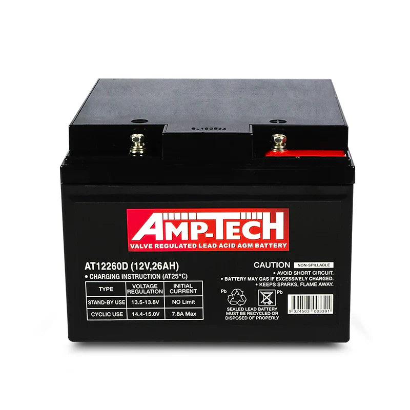 Amptech AT12260D AGM Deep Cycle Battery 12V 26Ah