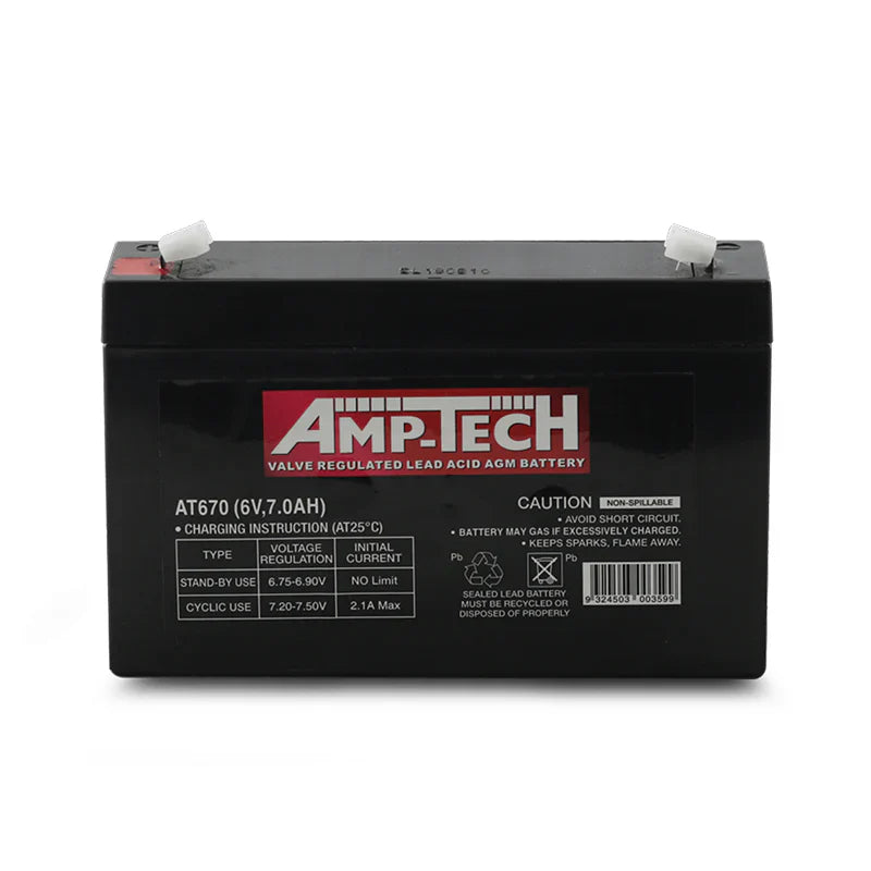 Amptech AT670 AGM General Purpose Battery 6V 7Ah