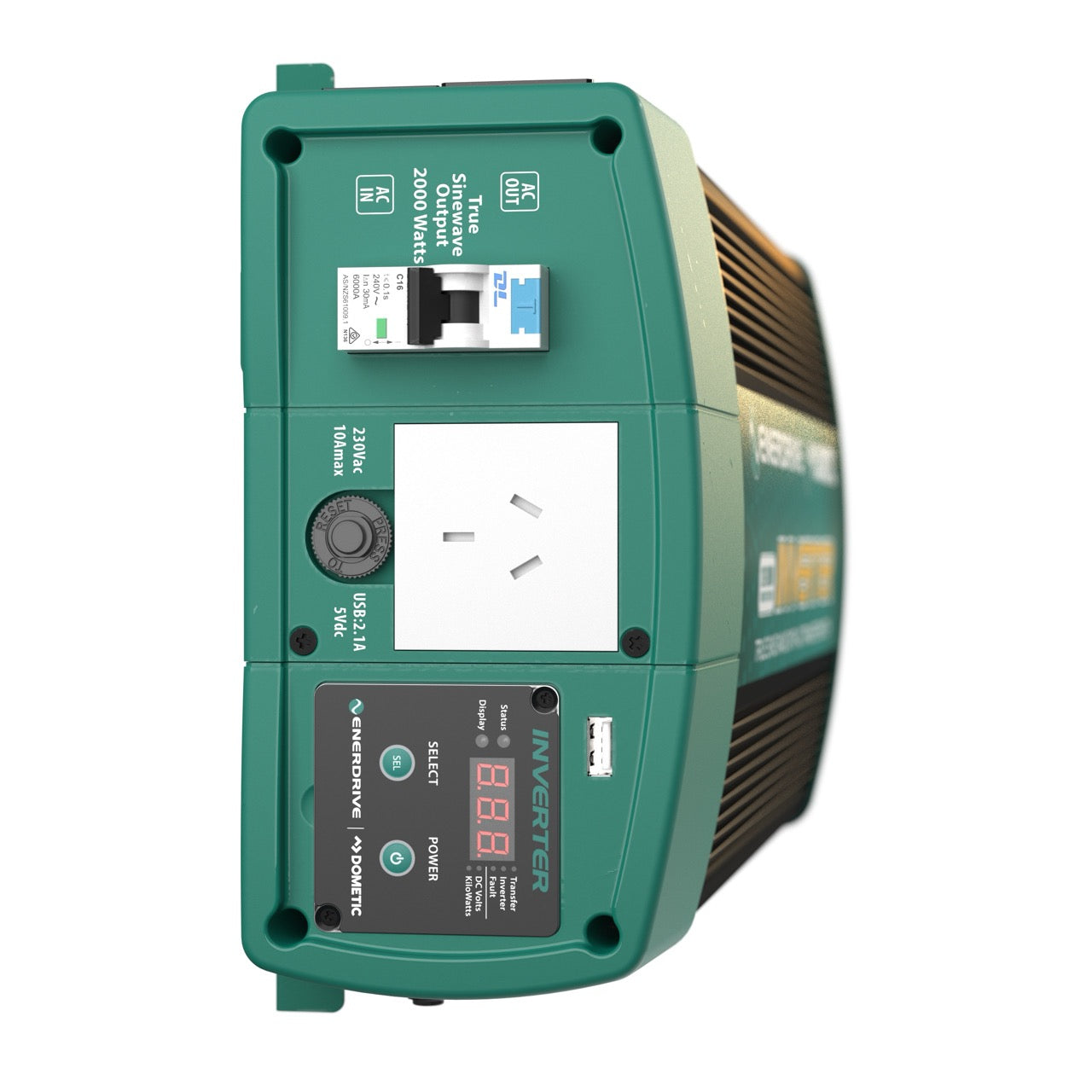 Enerdrive 2000W 12V True Sine Wave Inverter with AC Transfer & Safety Switch