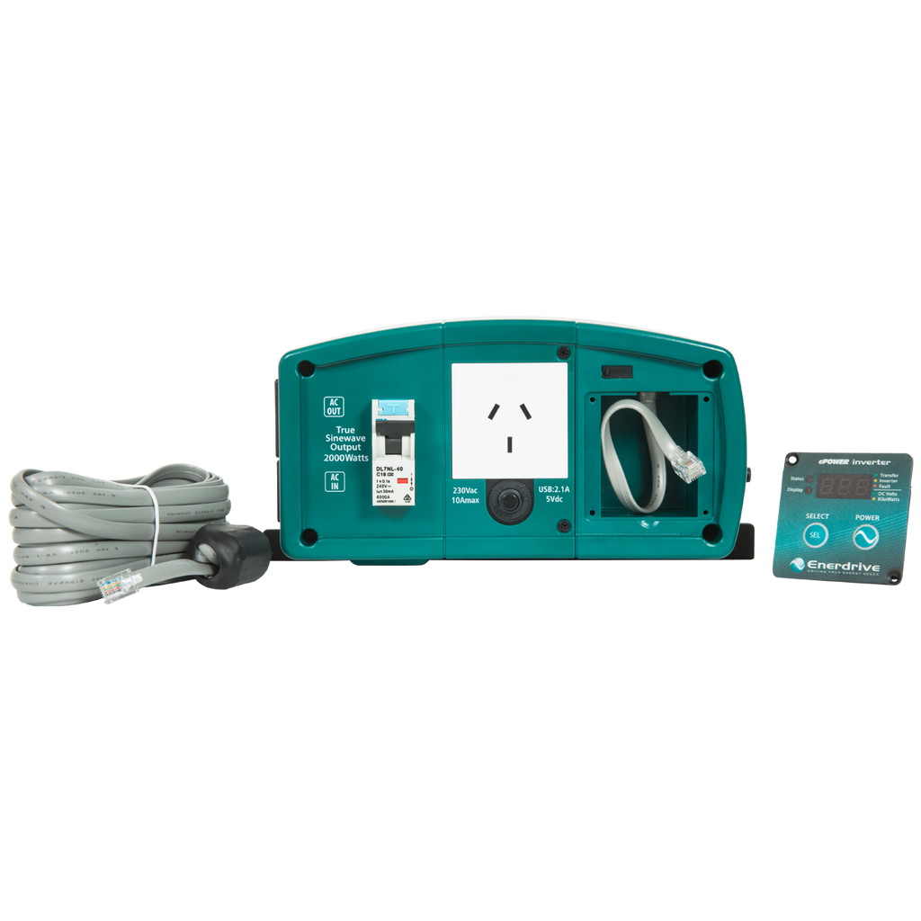 Enerdrive 2000W 12V True Sine Wave Inverter with AC Transfer & Safety Switch