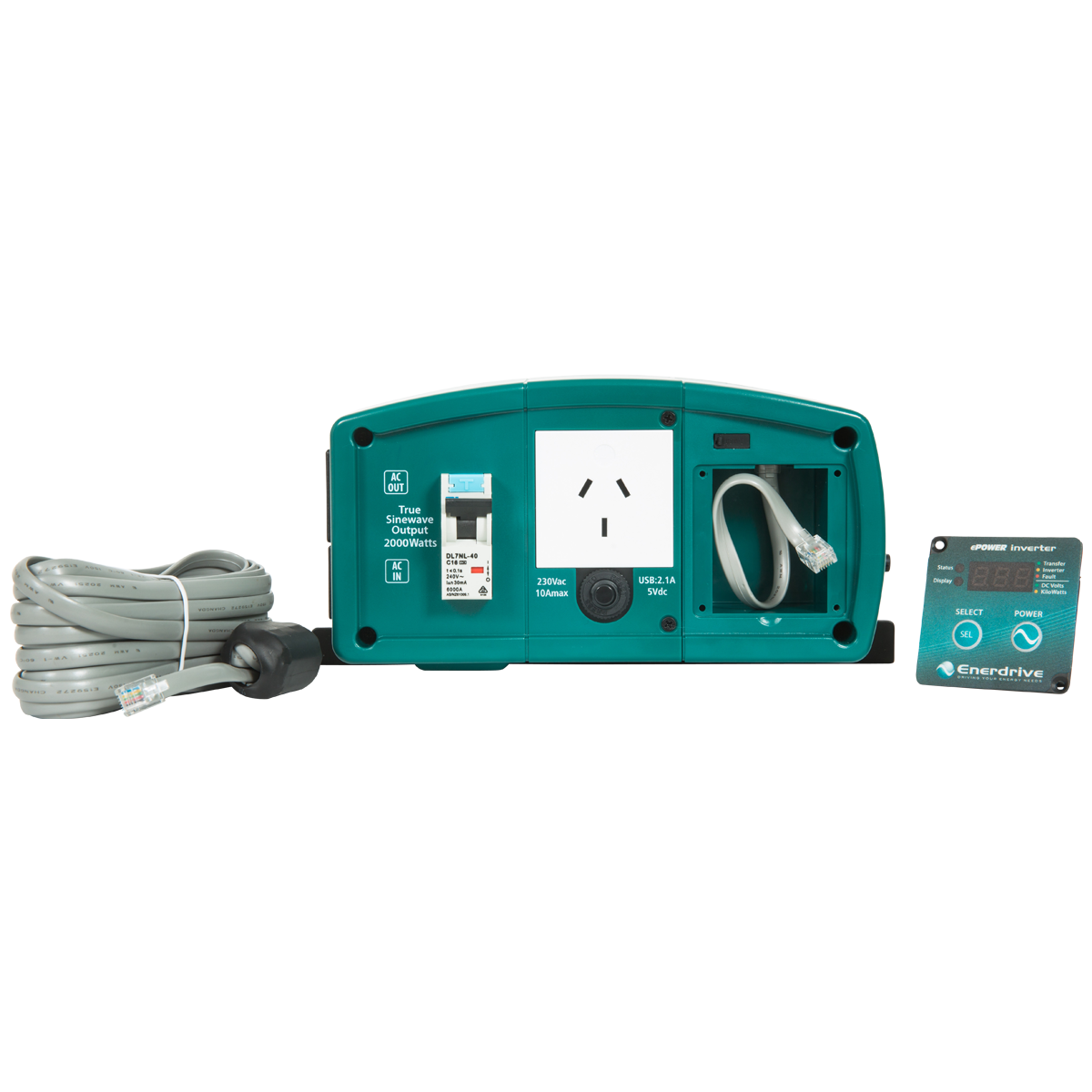 Enerdrive 2000W 12V True Sine Wave Inverter with AC Transfer & Safety Switch