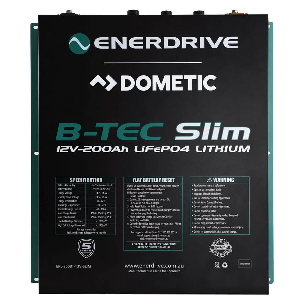 Enerdrive B-TEC 12V 200Ah Slimline Lithium Battery