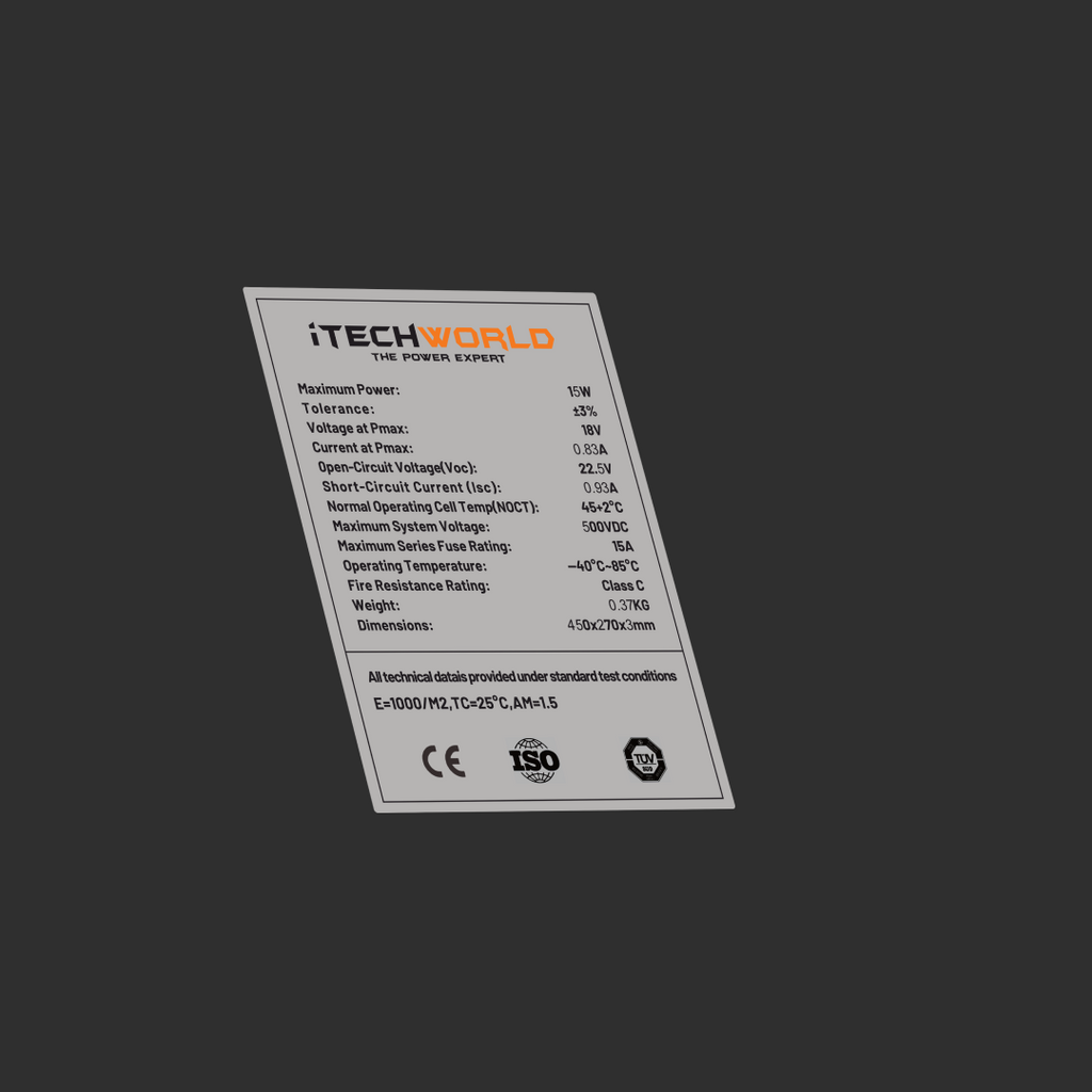 iTechworld | Solar Panel Trickle Charger | 15W