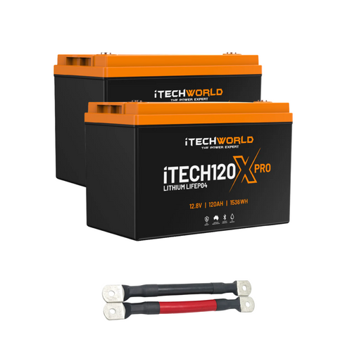 240Ah Lithium Battery Bundle — 2x 120Ah Deep Cycle with Parallel Linking Cables