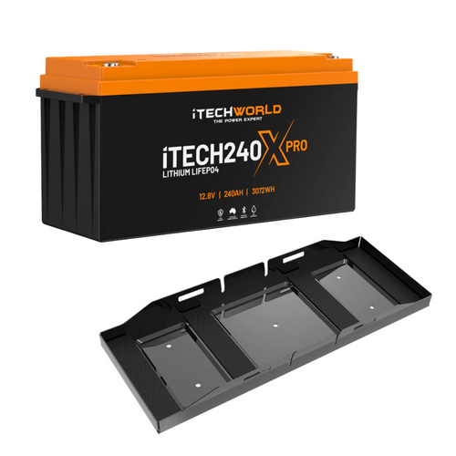 240Ah Battery Bundle with Tray — 2x 120Ah PRO with Heavy-Duty Mounting Tray