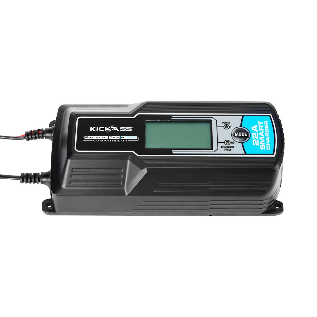 KickAss 12V 22Amp ACDC 9 Stage Smart Battery Charger For Lead Acid, AGM & Lithium Batteries