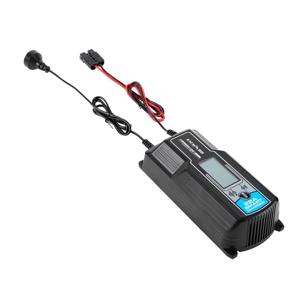 KickAss 12V 22Amp ACDC 9 Stage Smart Battery Charger For Lead Acid, AGM & Lithium Batteries