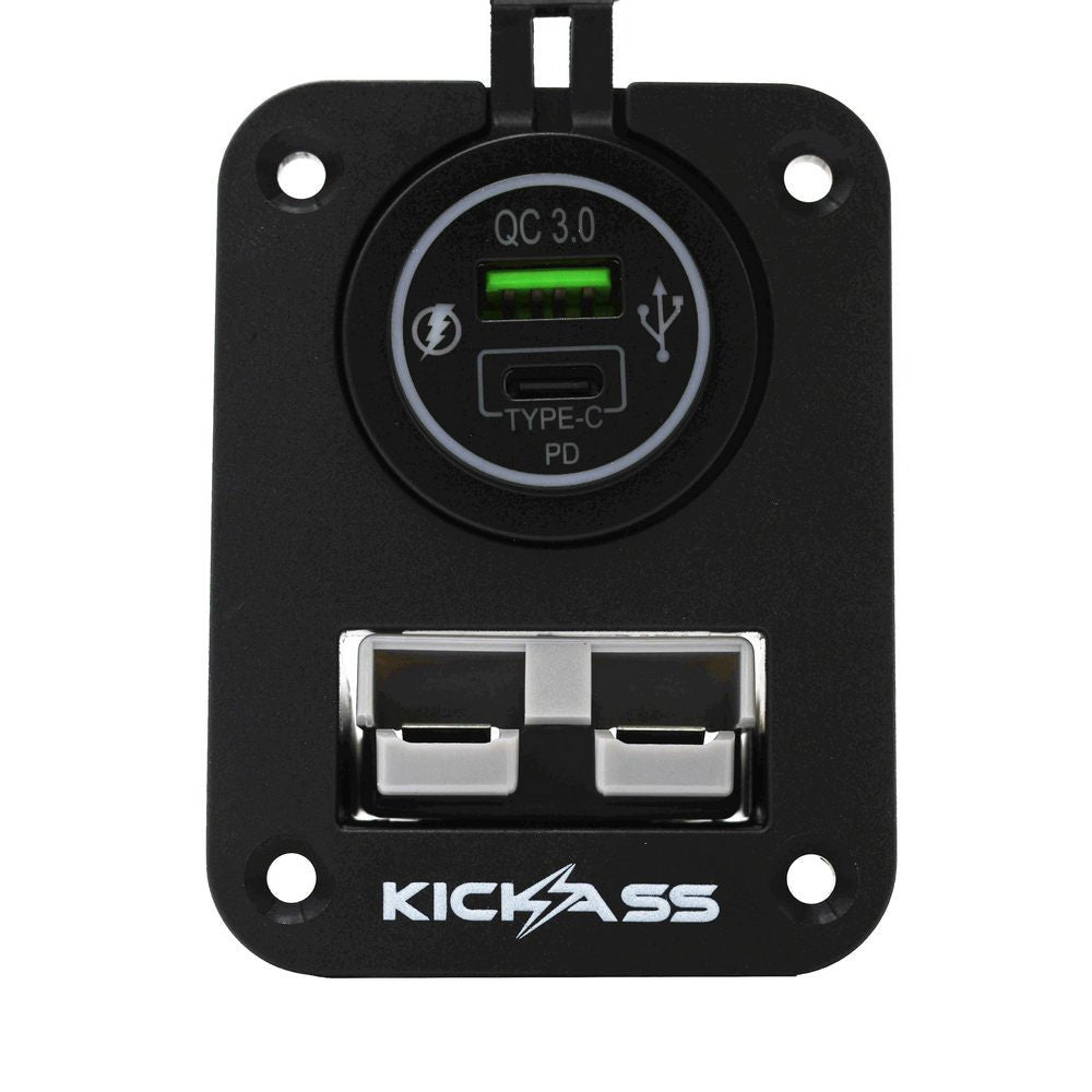 KickAss Double Flush Mount Housing - 50A Anderson Style Plug (USB A+C)