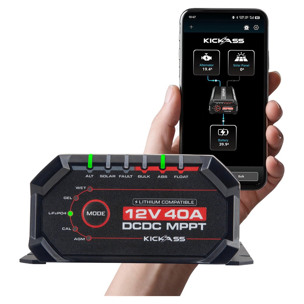 KickAss Smart 12V/24V 40A DCDC Charger With Solar MPPT + Integrated Bluetooth + Pre-Wired Anderson